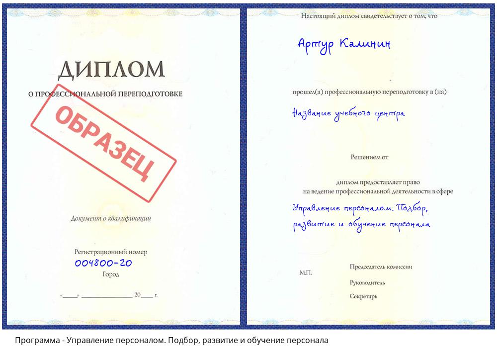 Управление персоналом. Подбор, развитие и обучение персонала Горно-Алтайск