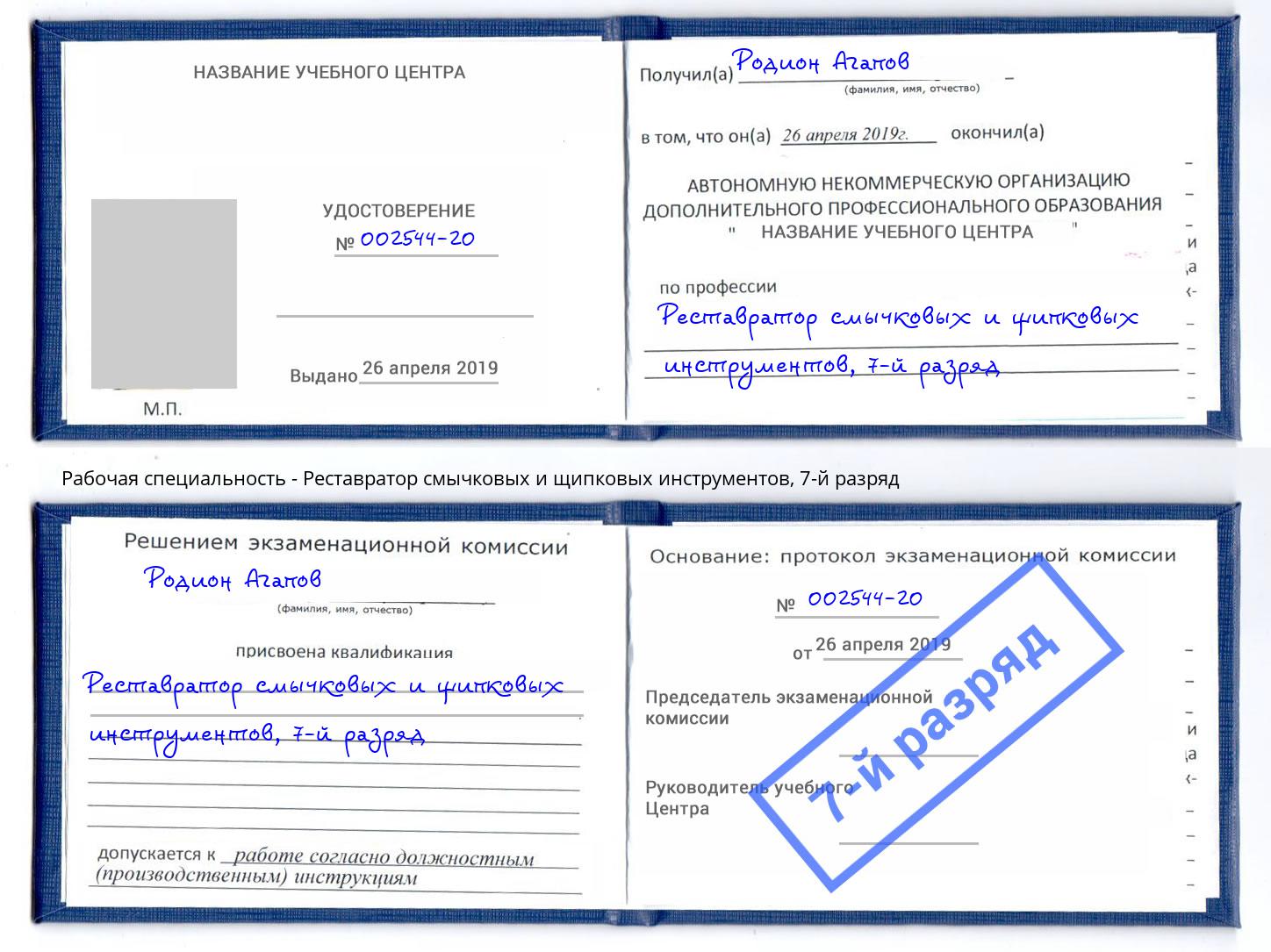 корочка 7-й разряд Реставратор смычковых и щипковых инструментов Горно-Алтайск